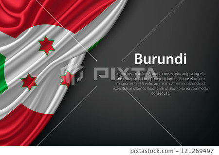 Waving Burundi Flag on Dark Background 121269497