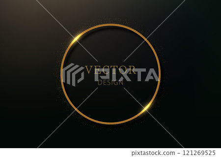 Elegant Black Background with Golden Sparkling Circle 121269525