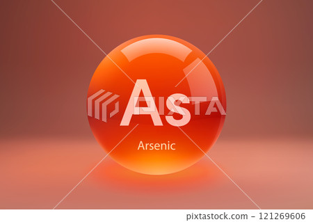 Glossy sphere with Arsenic symbol Glossy sphere with Arsenic symbol 121269606
