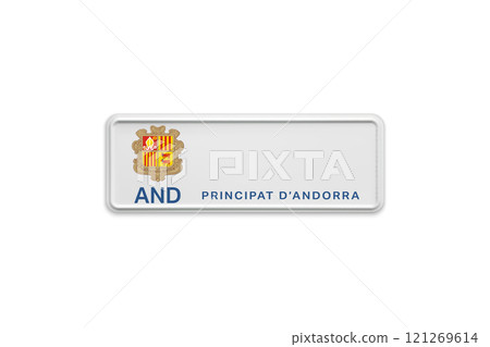 Car number plate of Andorra. Vehicle registration license 121269614