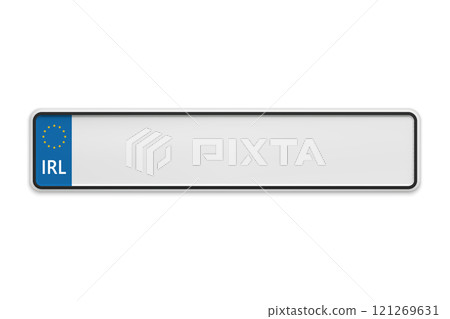 Car number plate of Ireland. Vehicle registration license 121269631