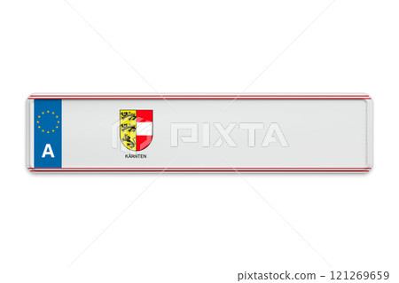 Car number plate of Austria. Vehicle registration license of Austrian region Carinthia 121269659