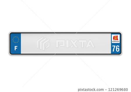 New Car number plate of France. Vehicle registration license of french region Normandy 121269680