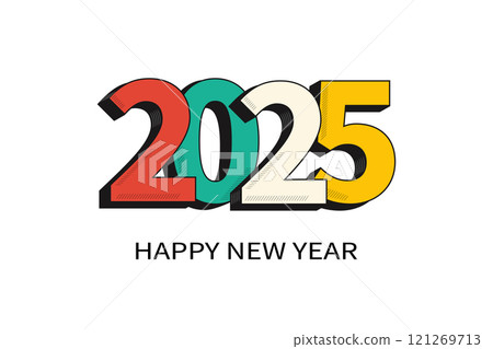 Colorful 2025 Happy New Year Greeting Illustration Colorful 2025 Happy New Year Greeting Illustration 121269713