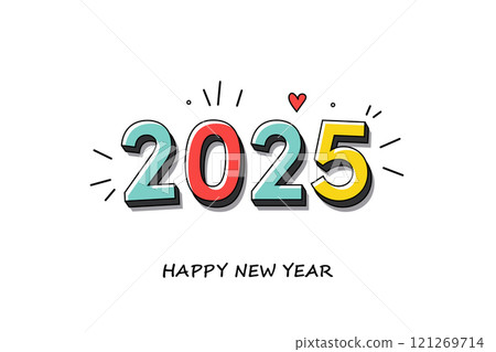 Colorful 2025 Happy New Year Greeting Illustration Colorful 2025 Happy New Year Greeting Illustration 121269714