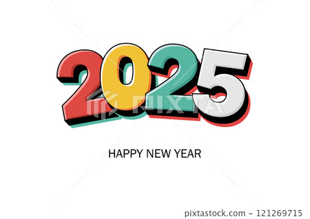 Colorful 2025 Happy New Year Greeting Illustration 121269715