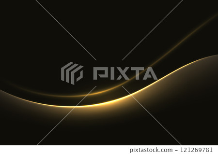 Glowing Golden Light Trails on Black Background Glowing Golden Light Trails on Black Background 121269781