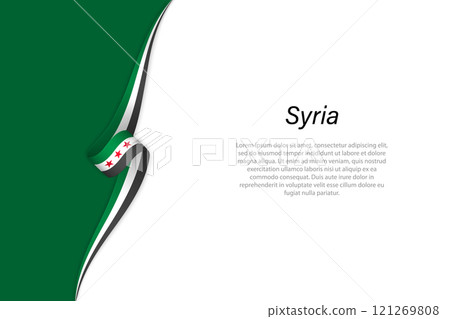 Syria Flag Ribbon Design with Text 121269808