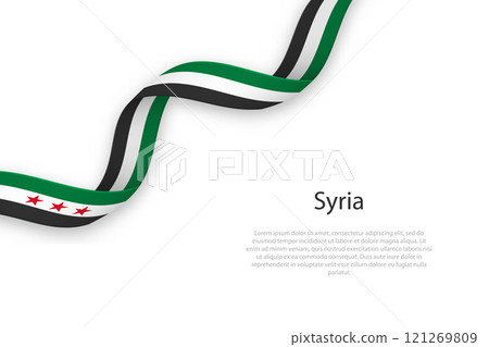 Syria Flag Ribbon Design with Text 121269809