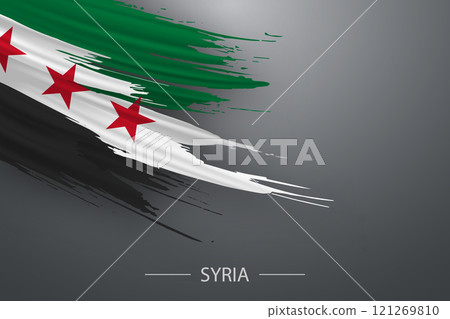 Syria Flag Ribbon Design with Text 121269810