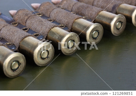 Machine Gun Ammo Belt with Ammunition Machine Gun Ammo Belt with Ammunition 121269851