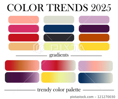 Trendy color palette. Future color trends for fashion, graphic design season 2025 2026. 121270030