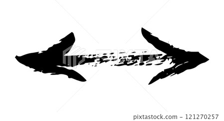 Hand painted two head arrow drawn with ink brush 121270257