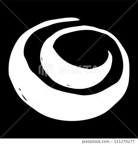 Round swirl symbol, hand painted with white paint Round swirl symbol, hand painted with white paint 121270277