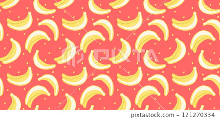 Seamless pattern with bananas hand painted with ink brush 121270334