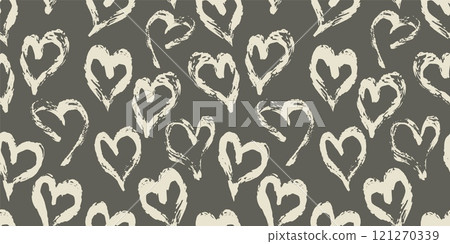 Seamless heart pattern. Hand painted ink brush 121270339
