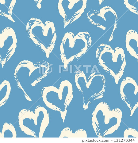 Seamless heart pattern. Hand painted ink brush 121270344