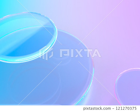 夢幻般的光線照亮的透明液體的 3D 插圖 121270375