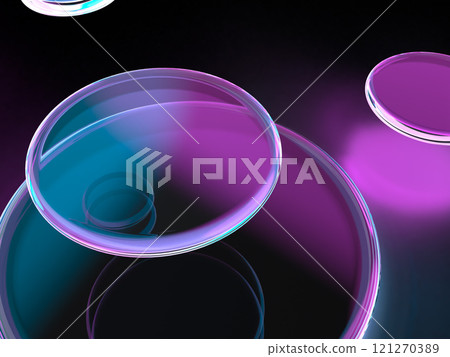 3D illustration of a transparent liquid illuminated by fantastic light 121270389