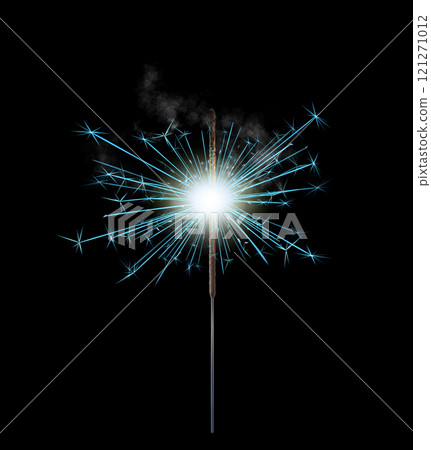 Burning blue sparkler realistic transparent, bengal or indian light, Bright sparks. Firework isolated. Element for celebration, holidays. New year sparkler candle. Magic light stick. Png Burning blue sparkler realistic transparent, bengal or indian light, Bright sparks. Firework isolated. Element for celebration, holidays. New year sparkler candle. Magic light stick. Png 121271012