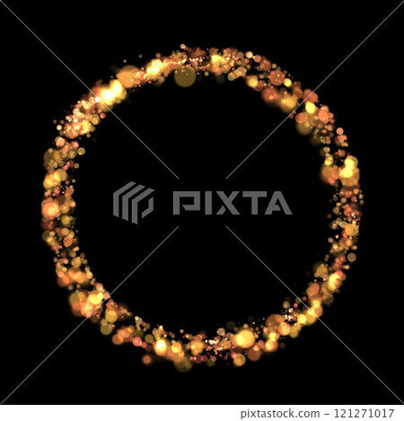 Gold sparkle or glitter lights effect round or circle frame, transparent light bokeh, isolated. Golden border, jewel deco art. Shining dust glowing confetti. Spark object. Png Gold sparkle or glitter lights effect round or circle frame, transparent light bokeh, isolated. Golden border, jewel deco art. Shining dust glowing confetti. Spark object. Png 121271017