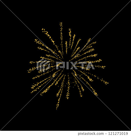 Golden fireworks or salute bursting, isolated. Gold firecracker, Firework explosion in night. Sparkling plume crumbs. Dust jewelry. Jewel confetti firework. Jewelry, burning pyrotechnic. Vector Golden fireworks or salute bursting, isolated. Gold firecracker, Firework explosion in night. Sparkling plume crumbs. Dust jewelry. Jewel confetti firework. Jewelry, burning pyrotechnic. Vector 121271019