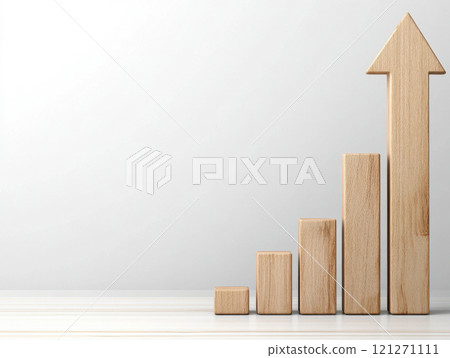 wooden arrow shows business growth 121271111