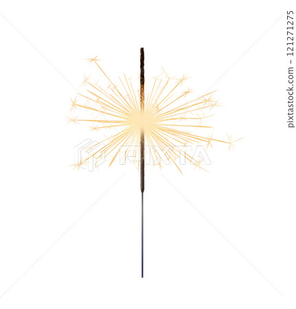 Burning sparkler realistic transparent, bengal or indian light, Bright sparks. Firework isolated. Element for celebration, holidays. New year sparkler candle. Magic light stick. Png 121271275