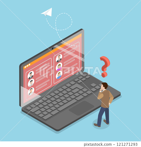 3D Isometric Flat Vector Illustration of Communicate Marketing, Digital Mail Campaign 121271293
