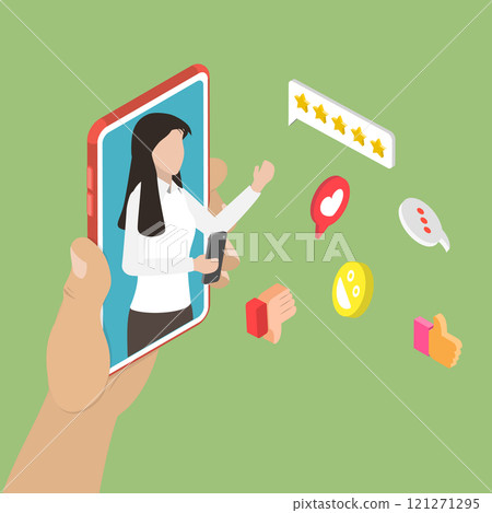 3D Isometric Flat Vector Illustration of Customer Evaluation, Client Experience Ranking 121271295