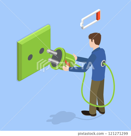 3D Isometric Flat Vector Illustration of Energy Recharge, Raising Positivity, Optimism and Enthusiasm 121271299
