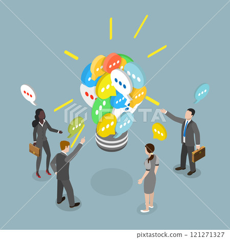 3D Isometric Flat Vector Illustration of Communicate Idea and Business Discussion, Effective Teamwork 3D Isometric Flat Vector Illustration of Communicate Idea and Business Discussion, Effective Teamwork 121271327