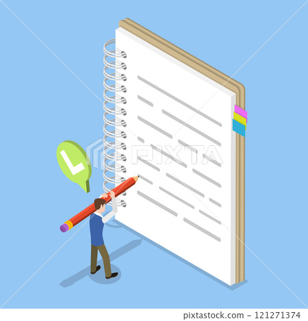 3D Isometric Flat Vector Illustration of Notebook, Planning and Organization 121271374