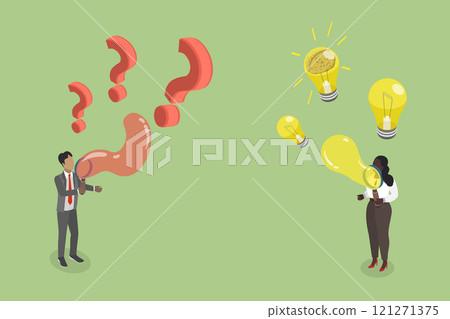 3D Isometric Flat Vector Illustration of Q and A, Online Customer Support 121271375