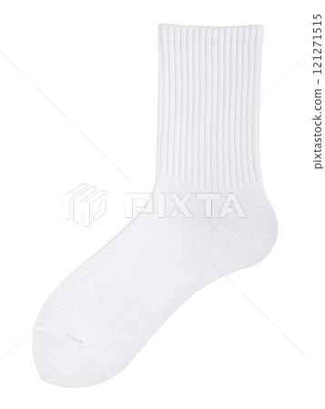 White long sock is isolated on a white background. Without labels. White long sock is isolated on a white background. Without labels. 121271515