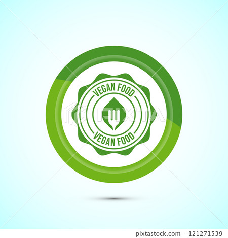 Vegan food icon design illustration. Bio, Ecology, Organic logos and label. Vegan food diet icon. Button design 121271539