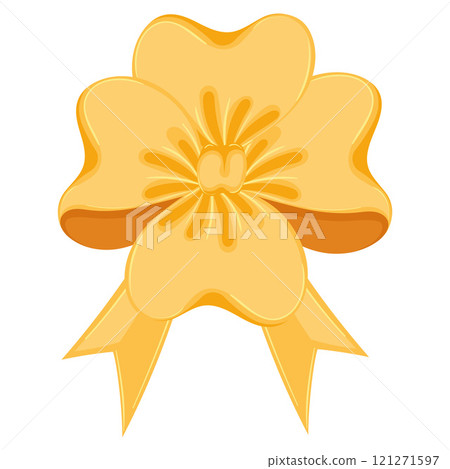 Golden decorative bow with elegant ribbon design Vector 121271597