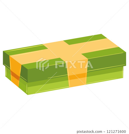 Green rectangular gift box with golden ribbon Vector Green rectangular gift box with golden ribbon Vector 121271600