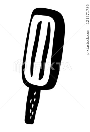 Ice lolly popsicle drawing hand painted with ink brush 121271786