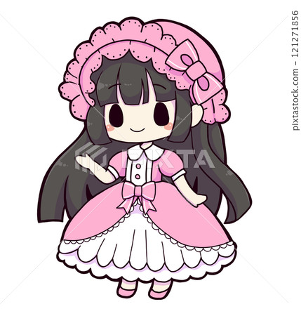 Lolita fashion girl - Hime cut - Stock Illustration [121271856