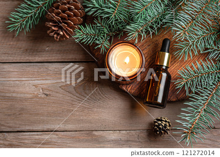 Fir or pine essential oil dropper and aroma candle 121272014