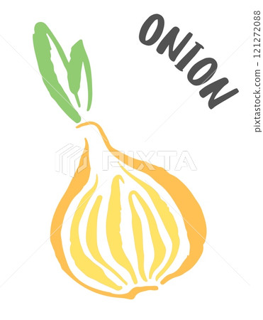 Onion vegetable hand painted with ink brush 121272088