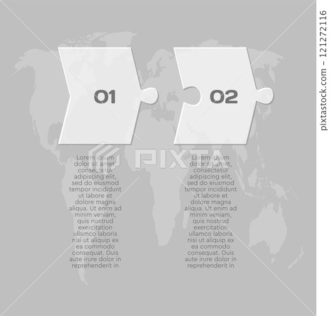 Two piece line infographic jigsaw puzzle process 121272116