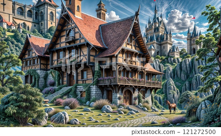 Manor house against the backdrop of ancient castles 121272500