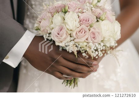 Elegant Wedding Bouquet Held by Couple in Formal Attire Aai generative Elegant Wedding Bouquet Held by Couple in Formal Attire Aai generative 121272610