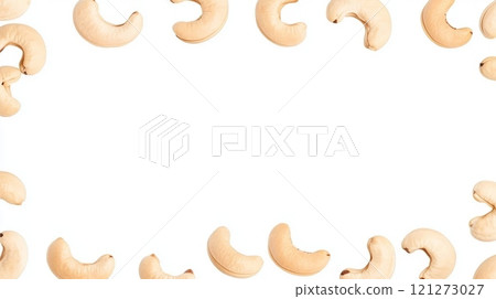 Cashew Nuts on White Background Minimalist Frame with Natural Snack Aai generative 121273027