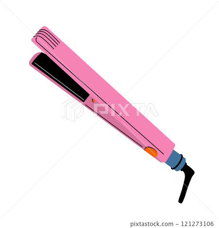 Illustration of a hair straightener. Hair care and hairstyle creation. Illustration of a hair straightener. Hair care and hairstyle creation. 121273106