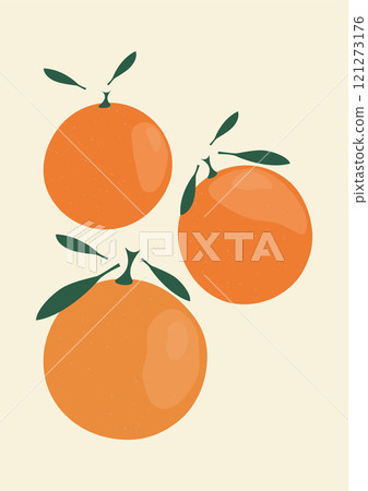Citrus fruits poster, juicy oranges illustration. Abstract poster groovy orange fruit design for wall print Citrus fruits poster, juicy oranges illustration. Abstract poster groovy orange fruit design for wall print 121273176