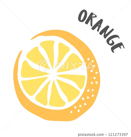 Orange hand painted with ink brush isolated on white background 121273397