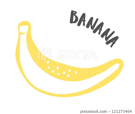 Banana hand painted with ink brush isolated on white background 121273404